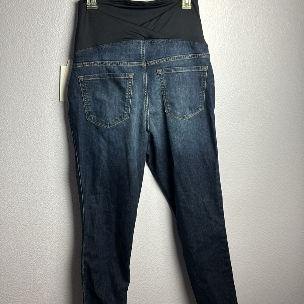 Ingrid & Isabel Deep Blue Jeggings Over the Belly Back Support Cat Whisker Fade
